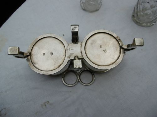 1729 STUNNING CRUET GEORGE 11 SILVER CRUET FRAME BY S WOOD WITH BOTTLES BY WY - ADDITIONAL PHOTO 3