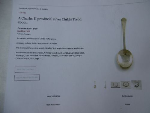 1680 VERY RARE SOUTHAMPTON TREFID SPOON MADE BY PETER WEBB 20CMS LONG - ADDITIONAL PHOTO 5