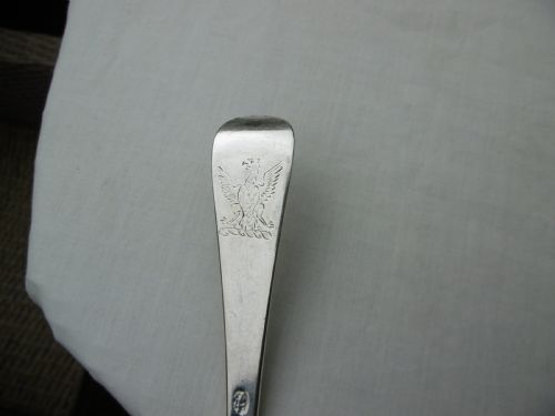 1736 VERY RARE IRISH SILVER SPOON BY ESTHER FORBES GREAT MARKS AND CREST - ADDITIONAL PHOTO 2