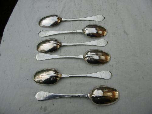 1706 VERY RARE SET OF QUEEN ANNE DOGNOSE TABLESPOONS BY J LADYMAN STAG CREST 460G - ADDITIONAL PHOTO 1
