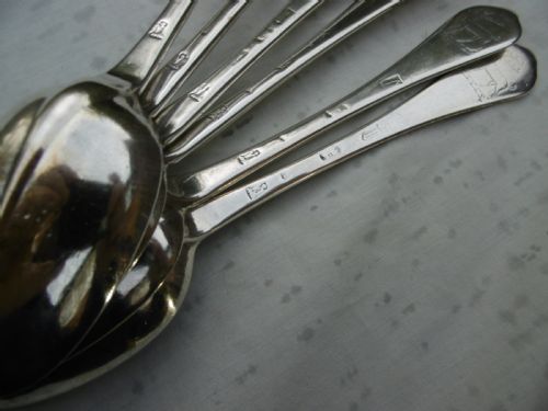 1706 VERY RARE SET OF QUEEN ANNE DOGNOSE TABLESPOONS BY J LADYMAN STAG CREST 460G - ADDITIONAL PHOTO 3
