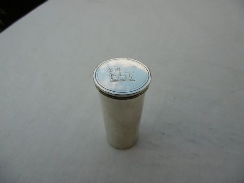 1844 FINE SILVER CYLINDER NUTMEG GRATER BY REID AND SUMMERS GREAT DOG CREST - ADDITIONAL PHOTO 1