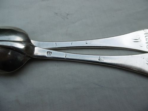 1706 VERY RARE PAIR OF SCOTTISH QUEEN ANNE DOGNOSE TABLESPOONS BY RICHARD RAE - ADDITIONAL PHOTO 2
