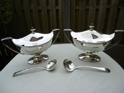 1799 BEAUTIFUL PAIR OF GEORGE 111 SAUCE TUREENS BY SOLOMON HOUGHAM 960 GRAMS