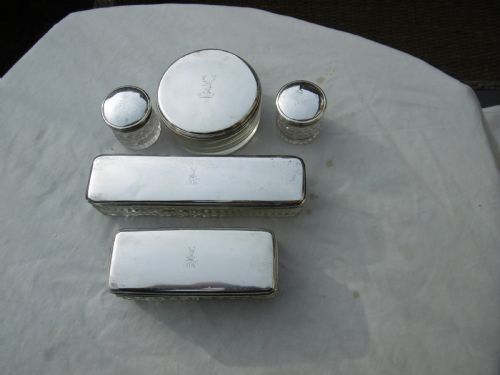 1814 LOVELY 5 PIECE GEORGIAN DRESSING TABLE SET BY JONATHAN DOUGLAS STAG CREST - ADDITIONAL PHOTO 1