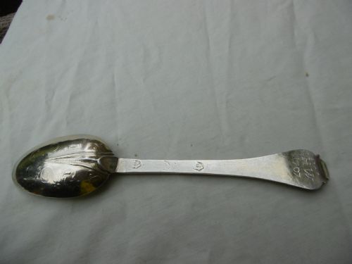 C1707 VERY RARE WEST COUNTRY LACE BACK TABLESPOON BY JOHN PIKE OF PLYMOUTH - ADDITIONAL PHOTO 1