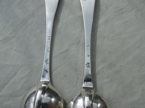 1717 RARE PAIR OF GEORGE 1ST SCOTTISH RAT TAIL TABLESPOONS BY JAMES TAIT - ADDITIONAL PHOTO 1