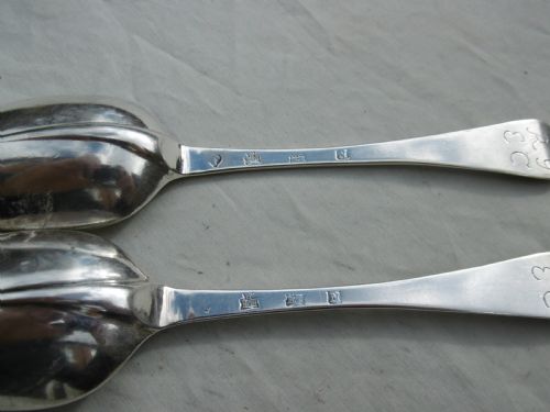 1717 RARE PAIR OF GEORGE 1ST SCOTTISH RAT TAIL TABLESPOONS BY JAMES TAIT - ADDITIONAL PHOTO 2