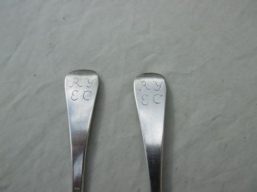 1717 RARE PAIR OF GEORGE 1ST SCOTTISH RAT TAIL TABLESPOONS BY JAMES TAIT - ADDITIONAL PHOTO 3