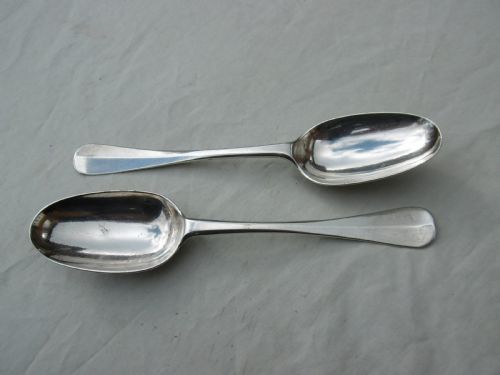 1717 RARE PAIR OF GEORGE 1ST SCOTTISH RAT TAIL TABLESPOONS BY JAMES TAIT - ADDITIONAL PHOTO 5