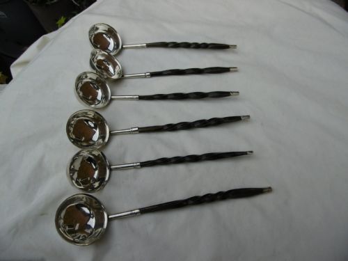 C1810 RARE SET OF 6 GEORGE 111 SCOTTISH TODDY LADLES BY JOHN MCDONALD GREAT CREST - ADDITIONAL PHOTO 1