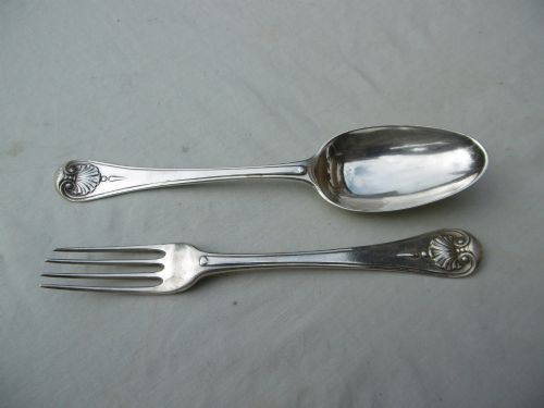 C1750 Very Rare Hanoverian Thread Shell and Drop De Lamerie Pattern Historic Crest See Photos