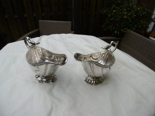1771 Stunning Pair of Cast Sauce Boats by Thomas Hemming , Snake Handles 445 Grams
