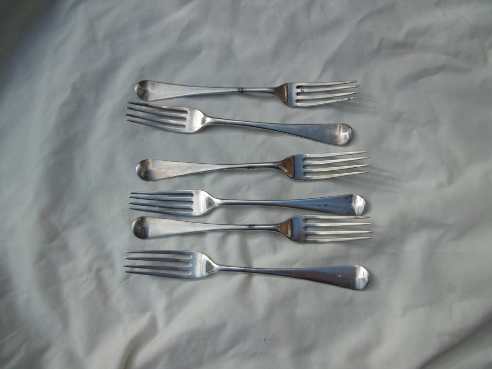 1799 fine set of 6 York dessert forks by Hampton Price and Cattle