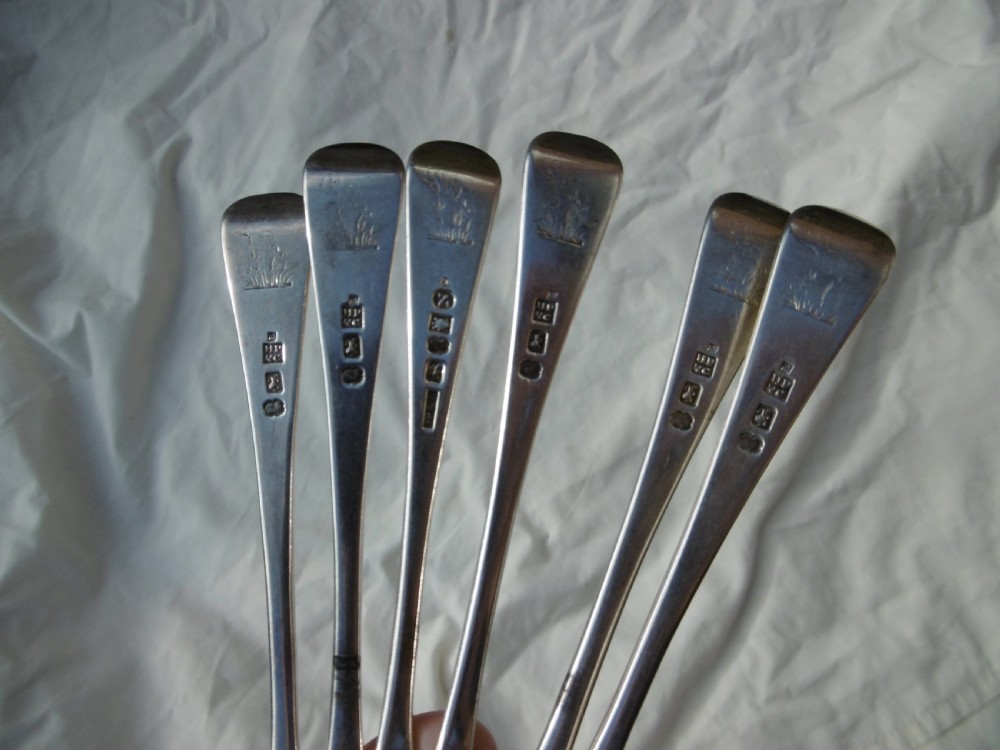 1799 fine set of 6 York dessert forks by Hampton Price and Cattle View II