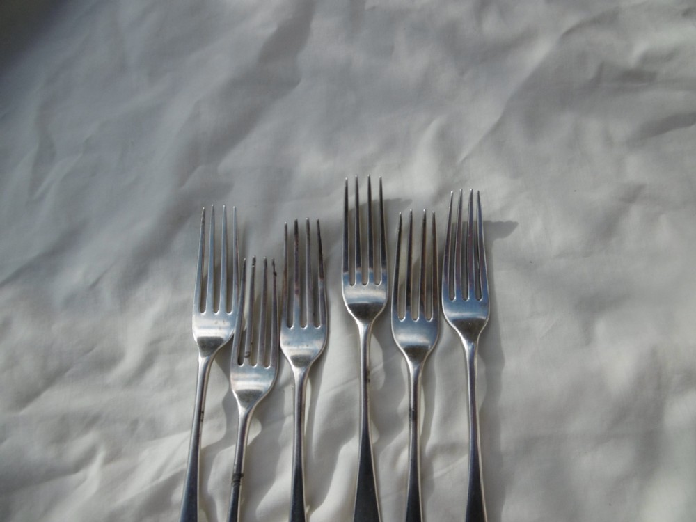 1799 fine set of 6 York dessert forks by Hampton Price and Cattle View V