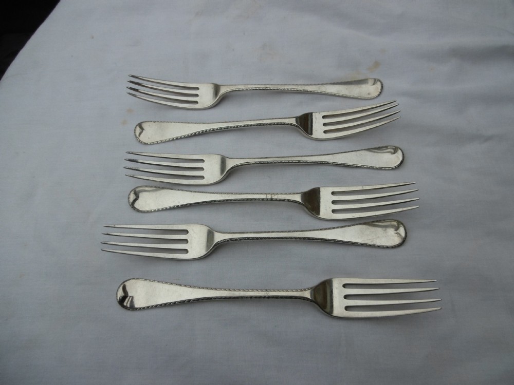 1802 fine quality set of 6 Feather Edge Dinner Forks , Eley and Fearn 435g