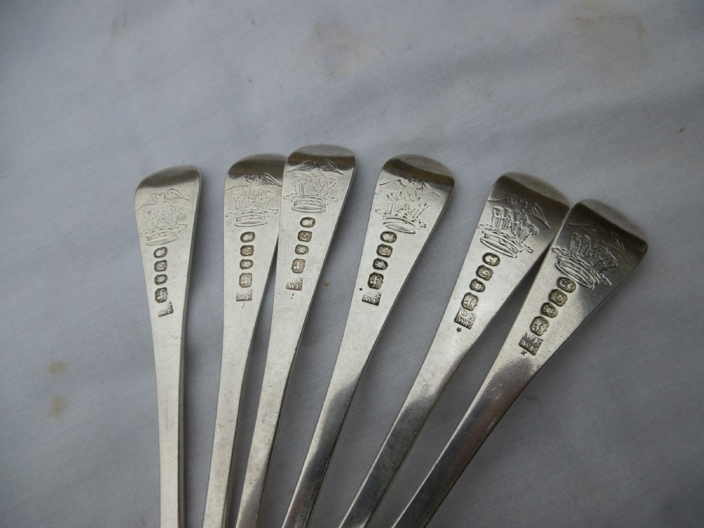 1802 fine quality set of 6 Feather Edge Dinner Forks , Eley and Fearn 435g View II
