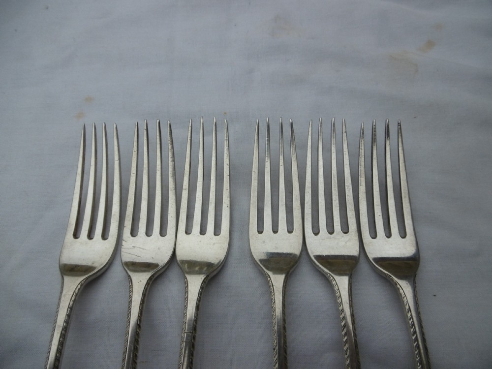 1802 fine quality set of 6 Feather Edge Dinner Forks , Eley and Fearn 435g View IV