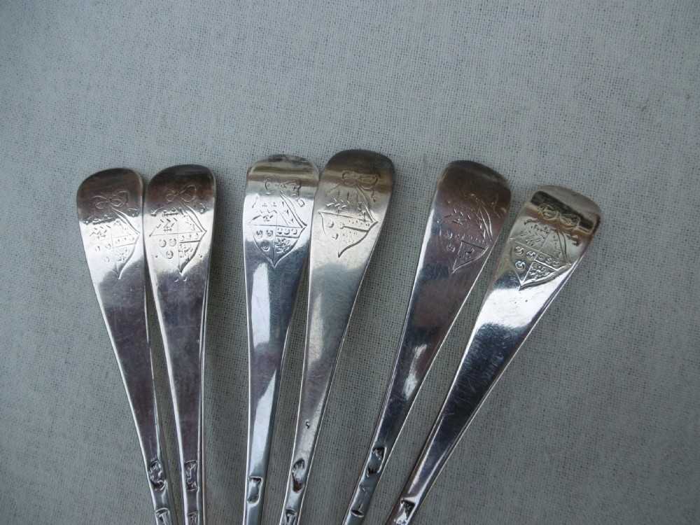 1725 fine set of 6 George 1st Rat tail tablespoons by Richard Scarlett View IV