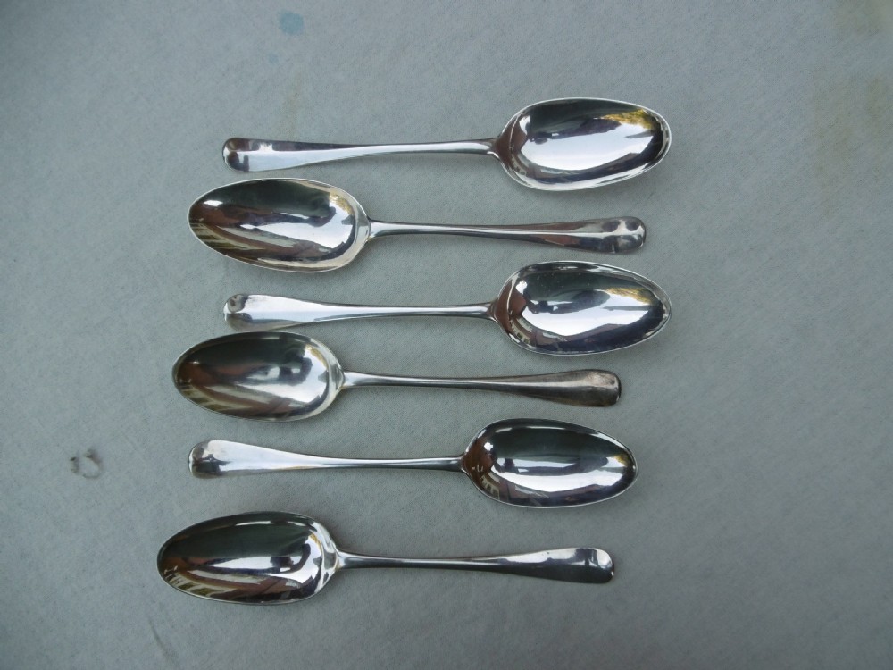 1725 fine set of 6 George 1st Rat tail tablespoons by Richard Scarlett View V