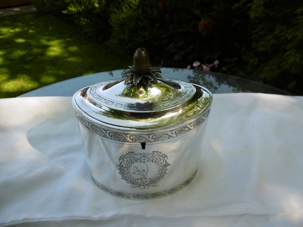 1795 stunning George 111 silver tea caddy by Henry Chawner see photos