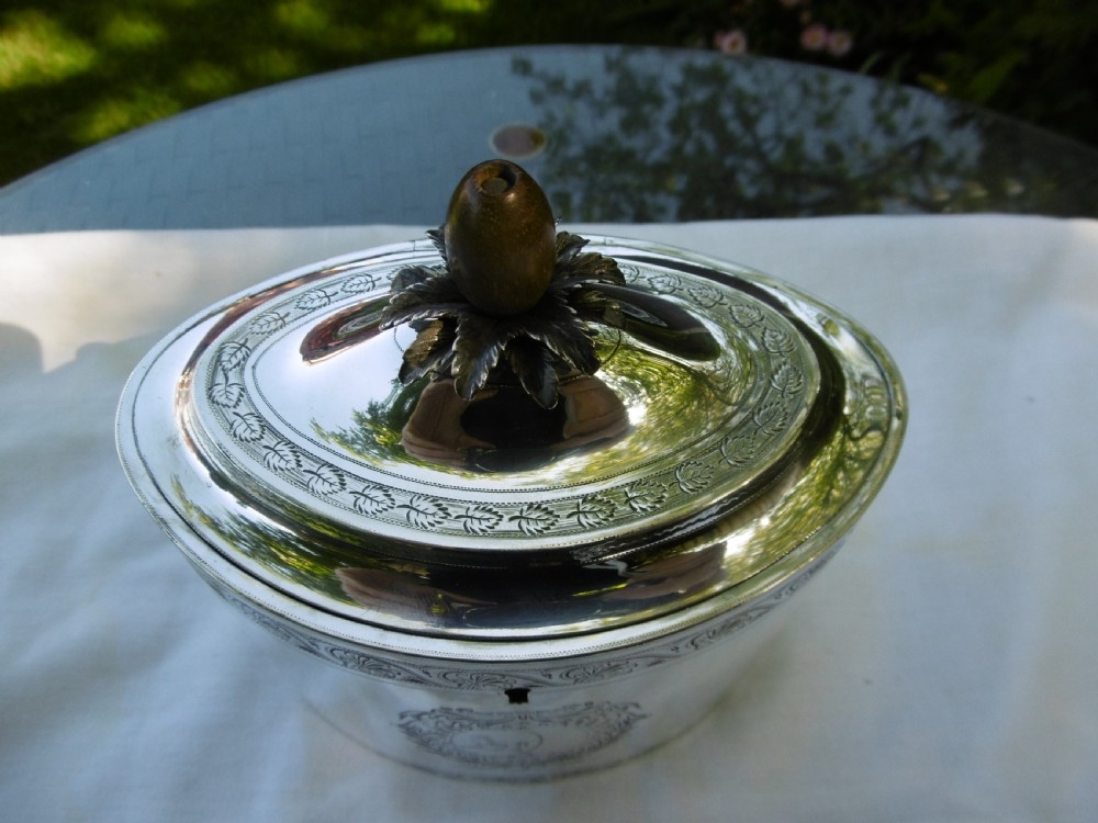 1795 stunning George 111 silver tea caddy by Henry Chawner see photos View II