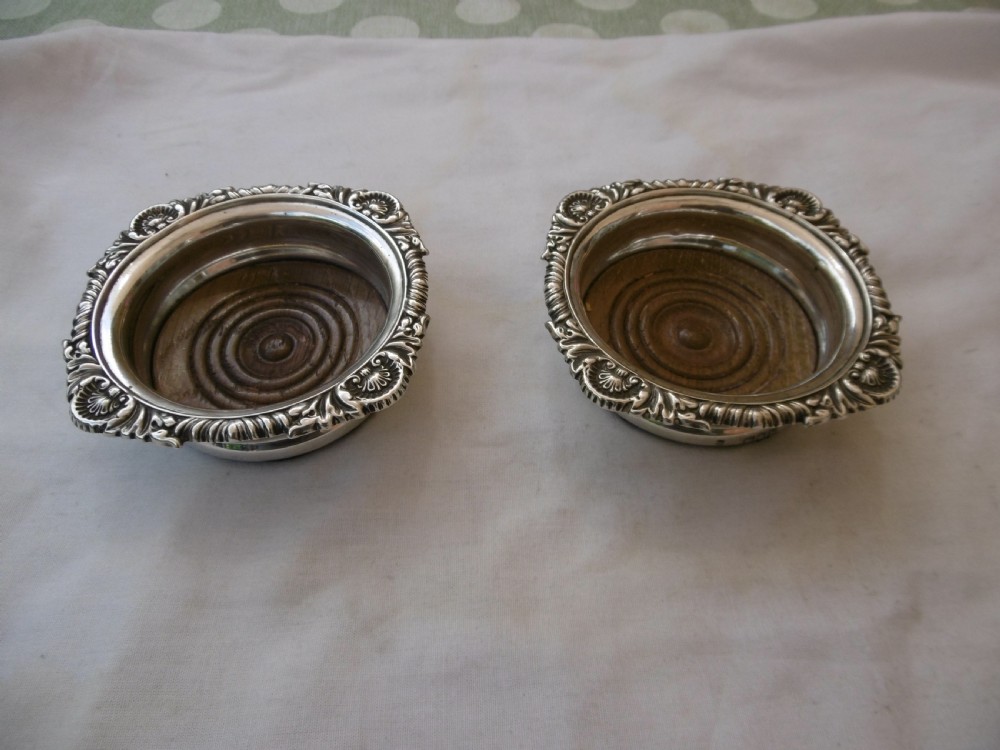 1897 rare pair of Victorian silver wine glass coasters by Bradbury