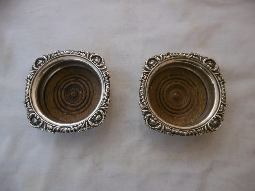 1897 rare pair of Victorian silver wine glass coasters by Bradbury View II