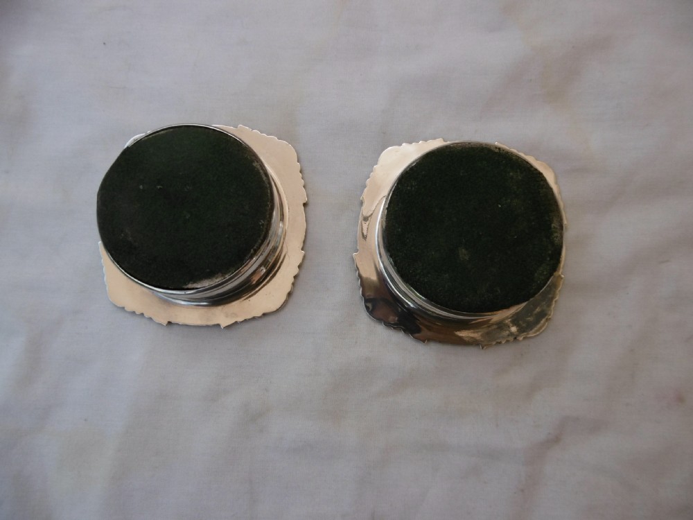 1897 rare pair of Victorian silver wine glass coasters by Bradbury View III