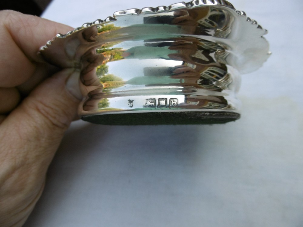 1897 rare pair of Victorian silver wine glass coasters by Bradbury View IV