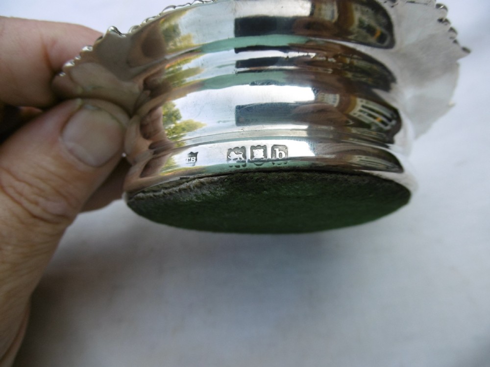 1897 rare pair of Victorian silver wine glass coasters by Bradbury View V
