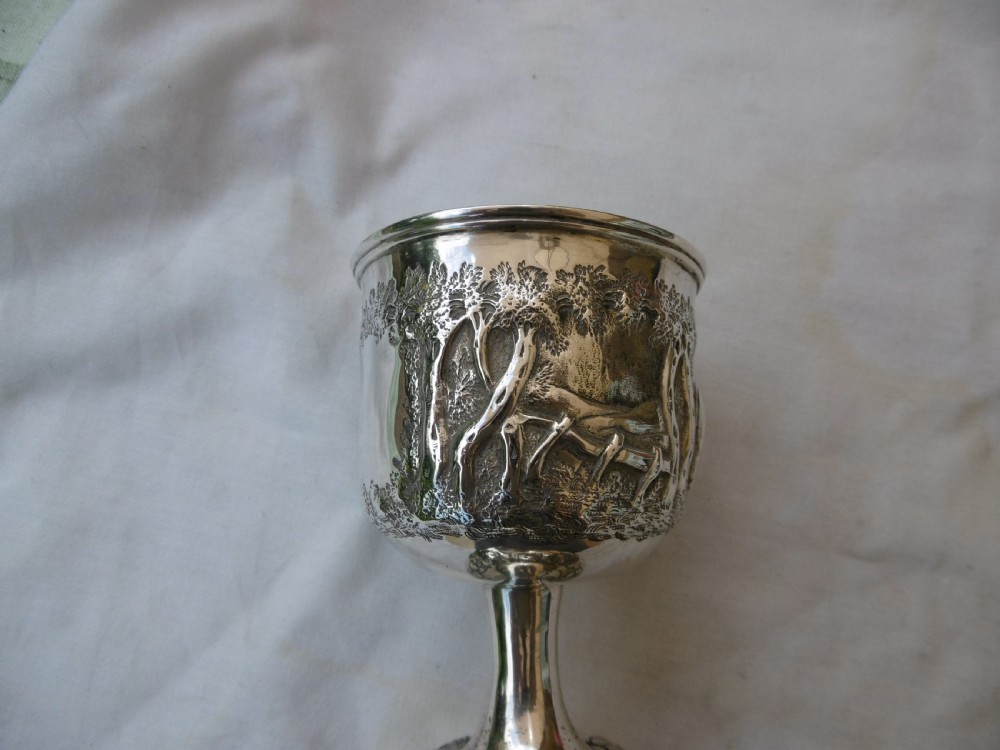 1858 fine Exeter silver goblet with Farming scenes 150 grams View II
