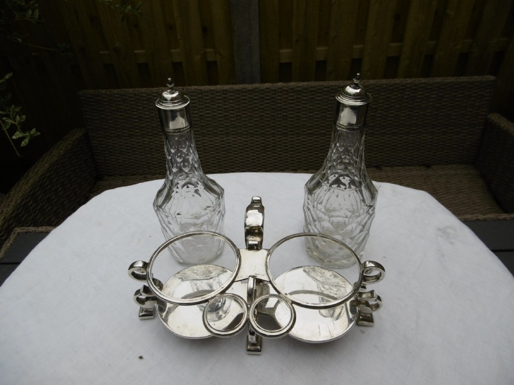 1729 stunning Cruet George 11 silver cruet frame by S Wood with bottles by WY View II