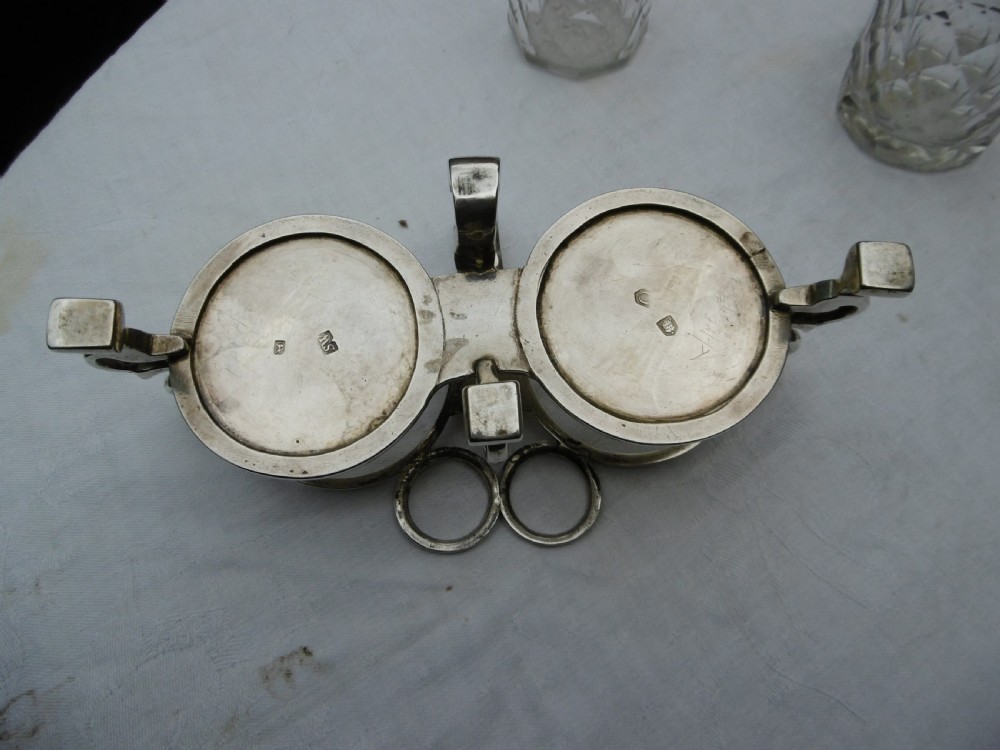 1729 stunning Cruet George 11 silver cruet frame by S Wood with bottles by WY View IV