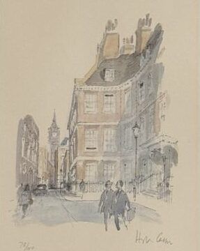 FRAMED LITHOGRAPH - ‘QUEEN ANNE’S GATE FROM HUGH CASSON’S LONDON’ 