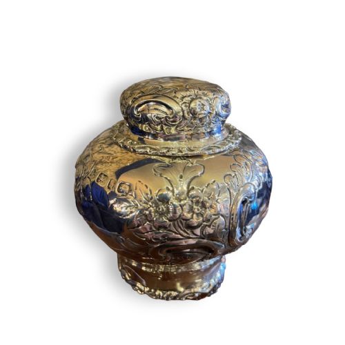 Silver tea caddy