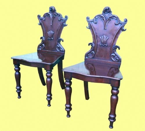 Pair of Quality Mahogany Antique Hall Chairs