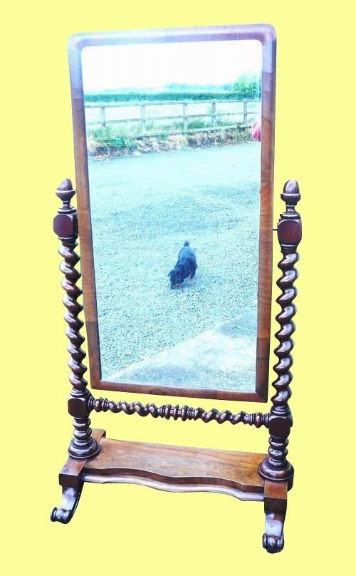 Lovely Victorian Mahogany Antique Cheval Mirror of Quite Small Porportions