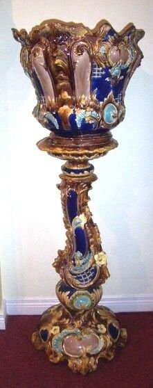 Superb Large  19th Century Forester & Son Antique Porcelain  Jardiniere on Stand