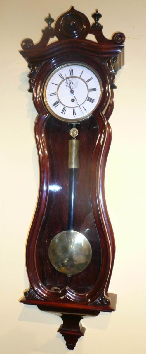 Unusual Rosewood Serpentined Shaped Antique Vienna Clock