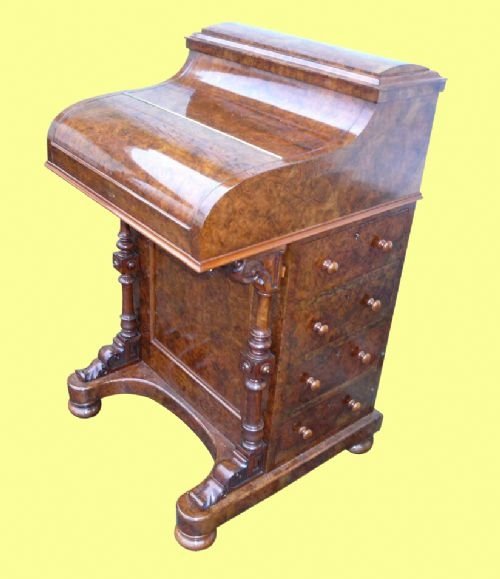 Superb Quality Victorian Piano Top Jack in the Box Burr Walnut Pop Up Davenport Desk