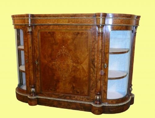 Superb Quality Victorian Inlaid Burr Walnut Antique Credenza