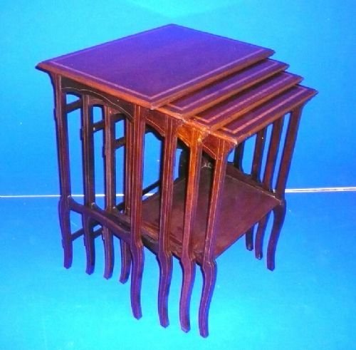 Quality Antique Nest of Four Inlaid Mahogany Tables 
