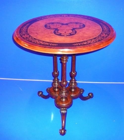Beautiful Inlaid Marquetry Burr Walnut Antique Wine Table