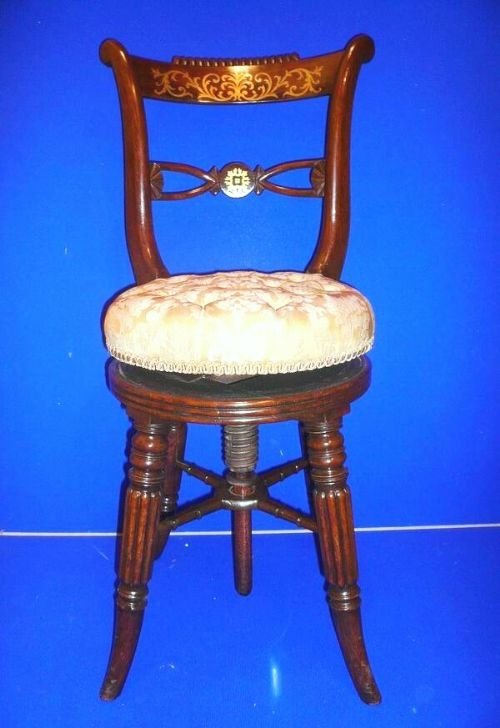 Superb Regency Brass Inlaid Cello/harpist Music Chair