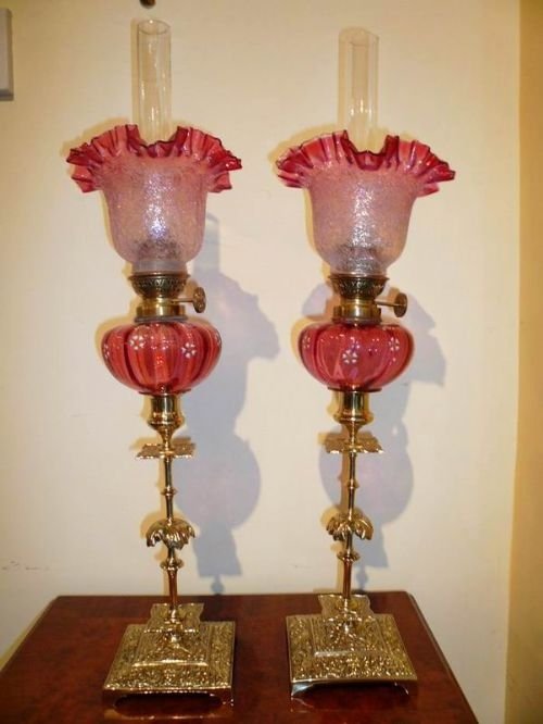 Pair of Victorian Antique Peg Lamps