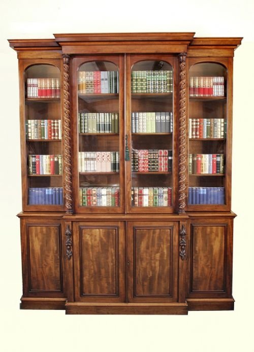 Superb 19th Century Mahogany Four Door Breakfront Antique Bookcase of Neat Porportions