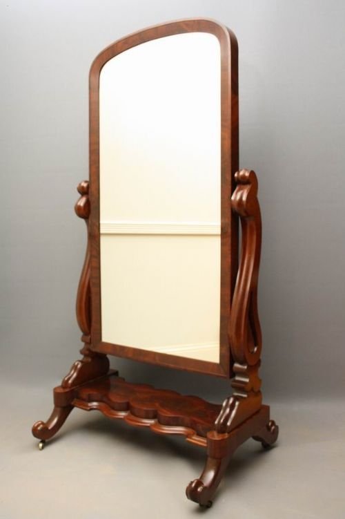 Quality Victorian Mahogany Antique Cheval Mirror