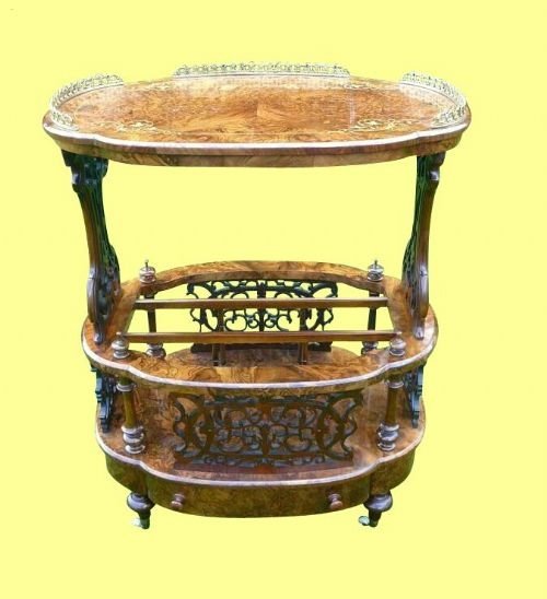 Stunning Quality Inlaid Burr Walnut Oval Canterbury Table